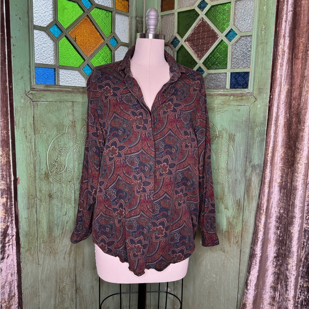 70s Chic: Vibrant Blouse by Lands’ End